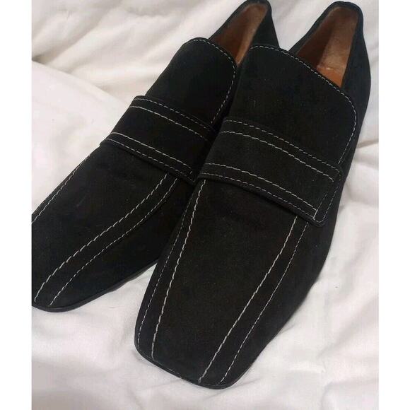 Aquatalia Carmeline Black Suede Loafer Size 8.5 Healed Black Loafer Slip On - Picture 5 of 10